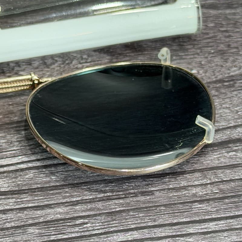Solar Shield Rectangular 54mm Clip-On Sunglasses - Gold Tone Frame - Thumbnail 5