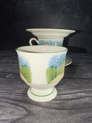 Sangostone Footed Coffee Cup & Saucer Country Cottage (3645) Set Of 2 - Thumbnail 4