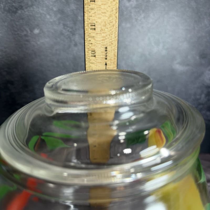 Vintage Hand-Painted Fruit Glass Canister Cookie Jar with Lid Kitchenware - Thumbnail 12