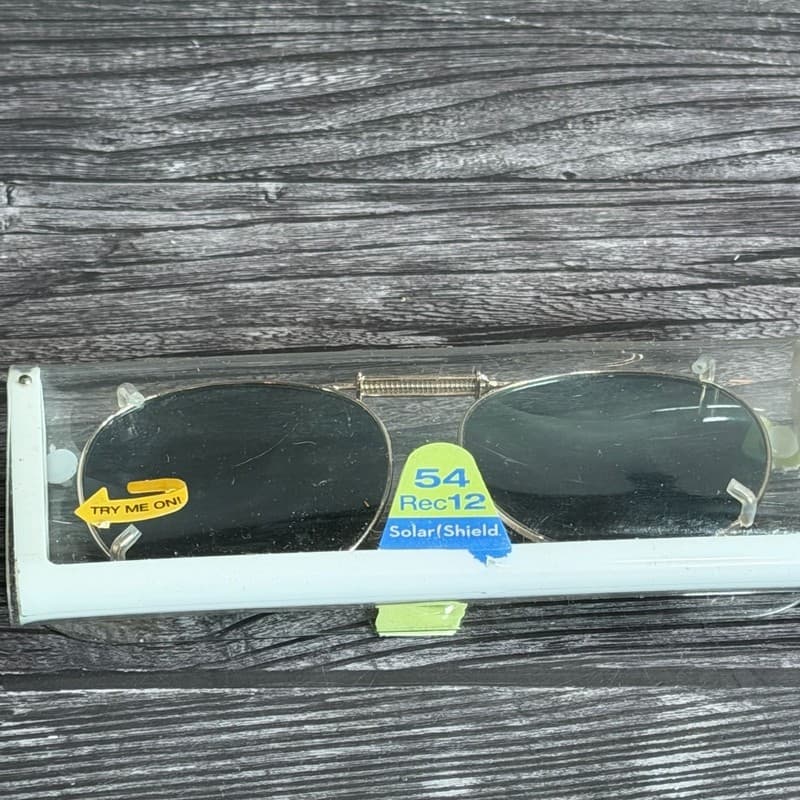 Solar Shield Rectangular 54mm Clip-On Sunglasses - Gold Tone Frame - Thumbnail 10
