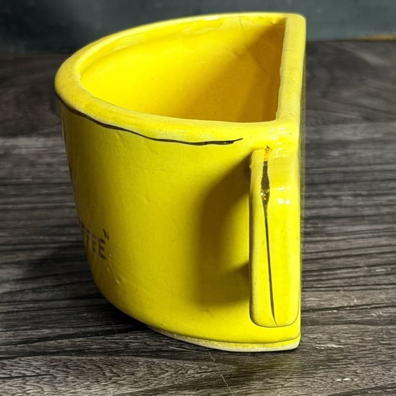 Vintage Yellow Novelty "You Asked For Half A Cup Of Coffee" Ceramic Half Mug - Thumbnail 3