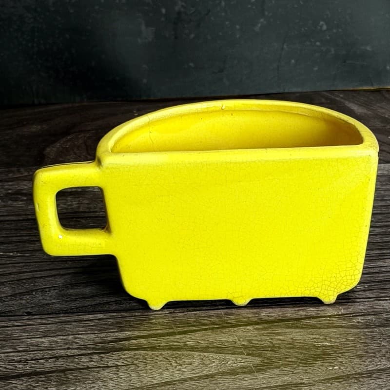 Vintage Yellow Novelty "You Asked For Half A Cup Of Coffee" Ceramic Half Mug - Thumbnail 6