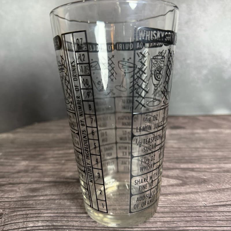 Vintage Mid-Century Federal Glass Cocktail Recipe Mixing Glass Black Graphics - Thumbnail 5