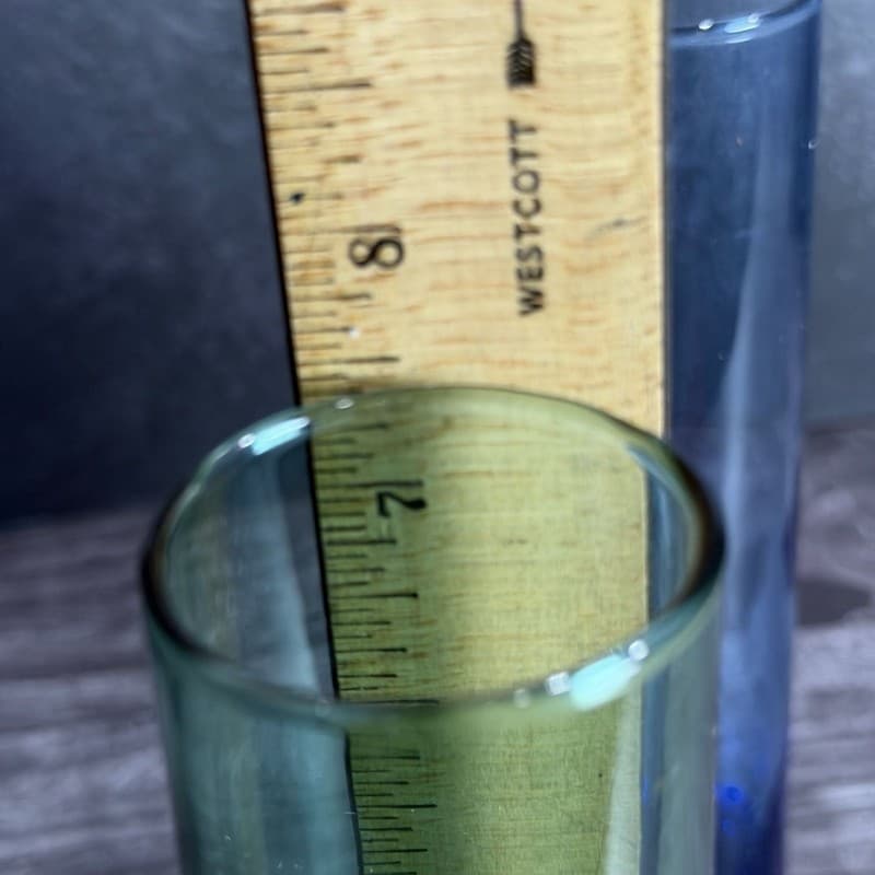 Vintage Libbey 7.5" Tall Cylinder Bud Vases - Emerald Green and Cobalt Blue Glas - Thumbnail 6