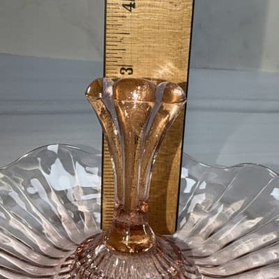 Vtge Pink Depression Glass Bon-Bon Dish Handle Center And Candy Dish - Thumbnail 16