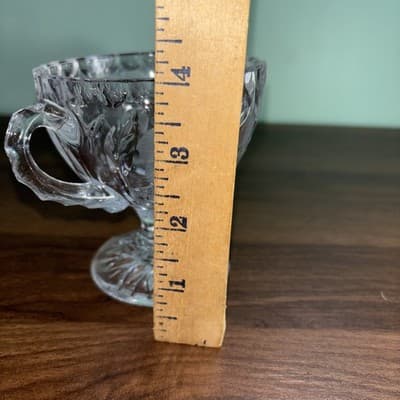 Vintage Etched Cut Glass Crystal Footed Creamer & Steeple Lidded Sugar Bowl Rose - Thumbnail 19