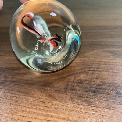 Studio Hand Blown Clear Glass Egg Bubbles Signed Vintage Art Glass 5 Sided Point - Thumbnail 7