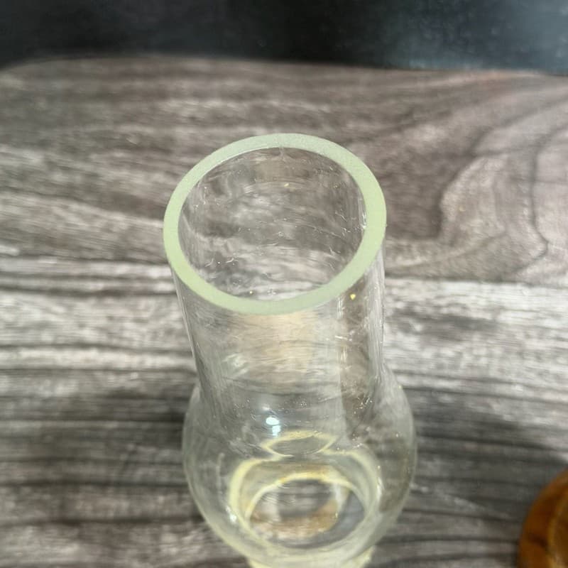 Vintage Mid-Century Modern Turned Wood Hurricane Candle Holder with Glass Chimne - Thumbnail 6