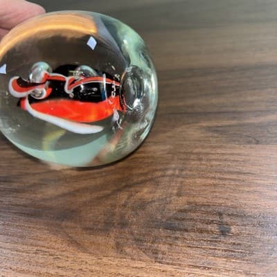 Studio Hand Blown Clear Glass Egg Bubbles Signed Vintage Art Glass 5 Sided Point - Thumbnail 8