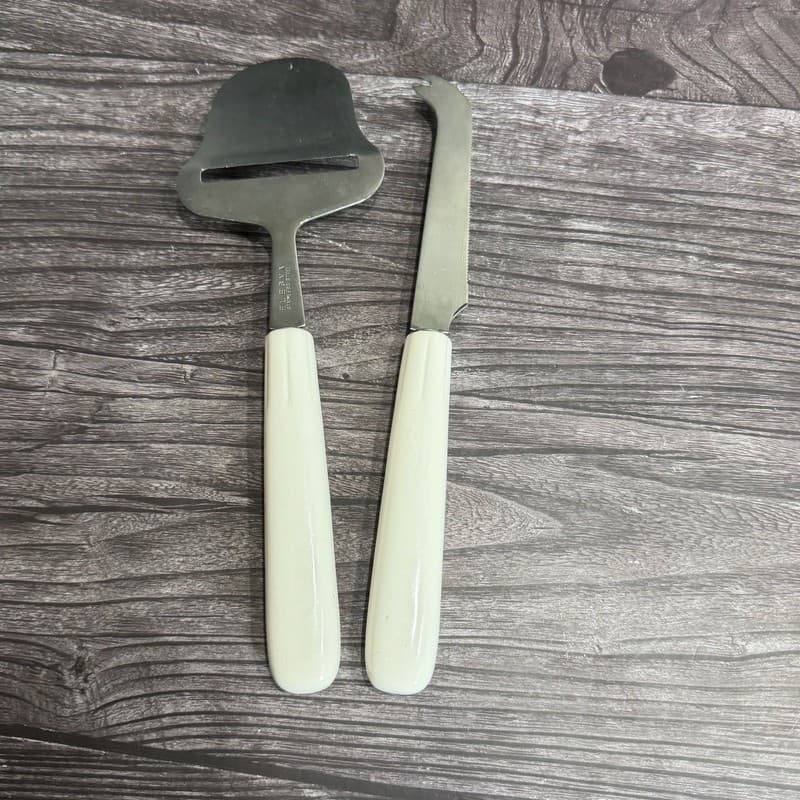 Vintage Elesva Holland Delft Blue Windmill Cheese Slicer and Knife Set Ceramic H - Thumbnail 9