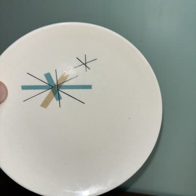3 Vintage Salem NORTH STAR Bread Dessert Plates Atomic Starburst MCM 6" Crazing - Thumbnail 6