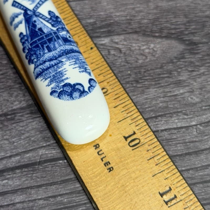 Vintage Elesva Holland Delft Blue Windmill Cheese Slicer and Knife Set Ceramic H - Thumbnail 12