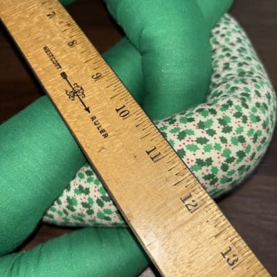 Vintage Braided Cloth Holiday Wreath 12” Green & White Holly Printed Fabric Re - Thumbnail 11