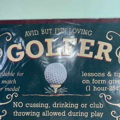 Metal MANCAVE Golfer Sign Lessons 25 Cents No Cussing Drinking Or Throwing Clubs - Thumbnail 5