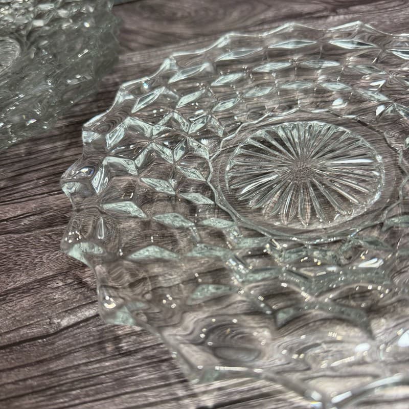 Set 4 Vintage Cubist Fostoria American Clear Cube 7 1/2" Plate - Thumbnail 5