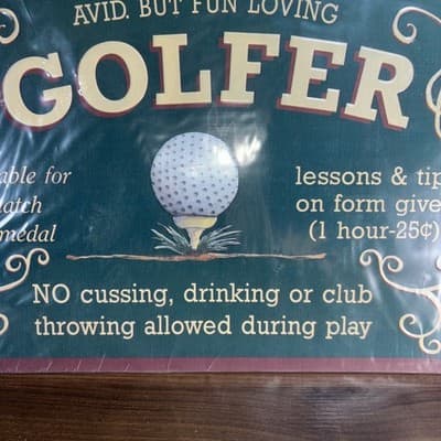 Metal MANCAVE Golfer Sign Lessons 25 Cents No Cussing Drinking Or Throwing Clubs - Thumbnail 4