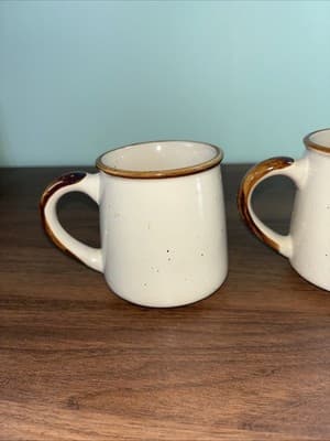 Vintage Hand-Painted Mug Lemon Tree Blooms Speckled Pottery Norleans (Korea) Set - Thumbnail 7