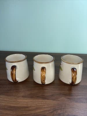 Vintage Hand-Painted Mug Lemon Tree Blooms Speckled Pottery Norleans (Korea) Set - Thumbnail 5