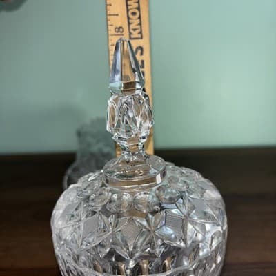Vintage Etched Cut Glass Crystal Footed Creamer & Steeple Lidded Sugar Bowl Rose - Thumbnail 20
