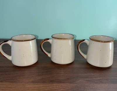 Vintage Hand-Painted Mug Lemon Tree Blooms Speckled Pottery Norleans (Korea) Set - Thumbnail 6