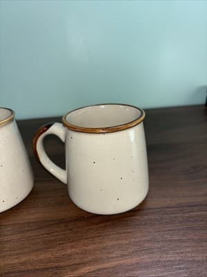 Vintage Hand-Painted Mug Lemon Tree Blooms Speckled Pottery Norleans (Korea) Set - Thumbnail 9