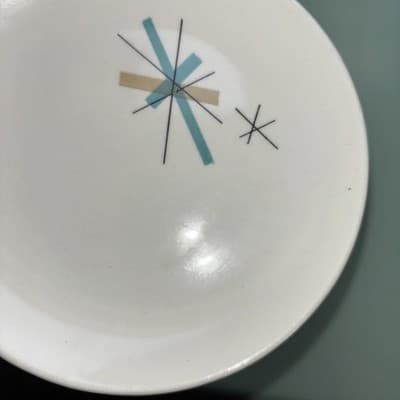 3 Vintage Salem NORTH STAR Bread Dessert Plates Atomic Starburst MCM 6" Crazing - Thumbnail 7