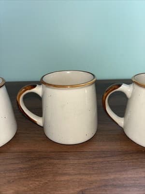 Vintage Hand-Painted Mug Lemon Tree Blooms Speckled Pottery Norleans (Korea) Set - Thumbnail 8
