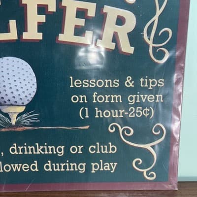 Metal MANCAVE Golfer Sign Lessons 25 Cents No Cussing Drinking Or Throwing Clubs - Thumbnail 3