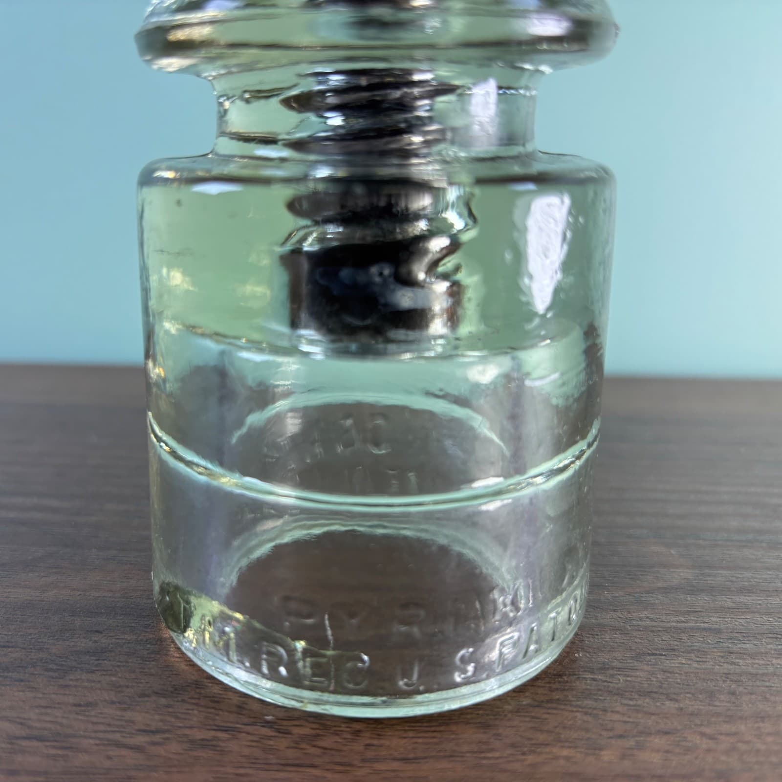 Pyrex X 41 CSA Vintage Clear Glass Insulator US Patent office Clear Telegraph - Thumbnail 5