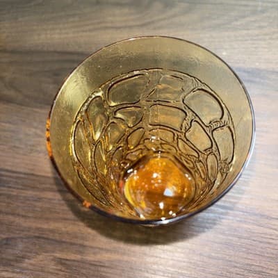 Fostoria Glass Karnak #4161 Modern Primitive Line Amber Set of 2 Vintage Drink - Thumbnail 9