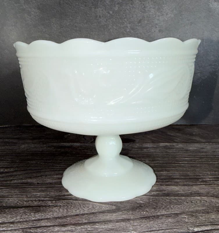 Vintage E.O. Brody Co. G-110 White Milk Glass Pedestal Bowl Compote