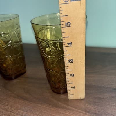 Fostoria Glass Karnak #4161 Modern Primitive Line Amber Set of 2 Vintage Drink - Thumbnail 10