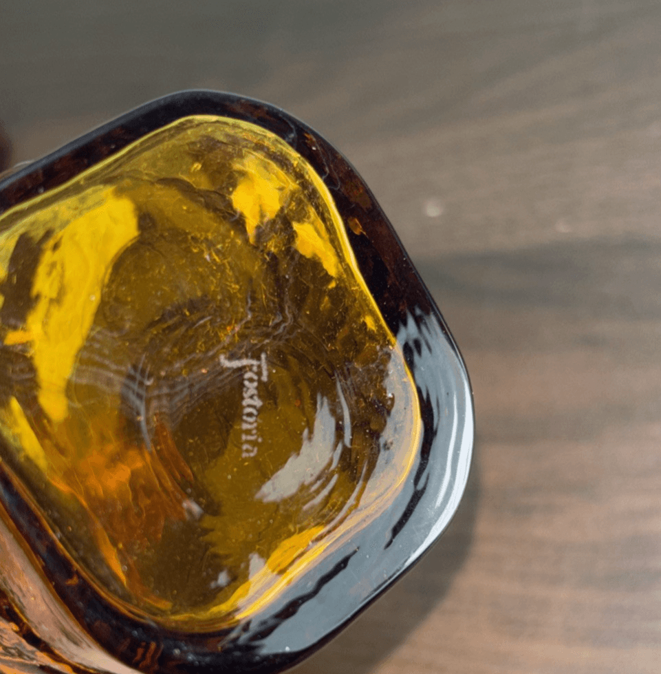 Fostoria Glass Karnak #4161 Modern Primitive Line Amber Set of 2 Vintage Drink - Thumbnail 8