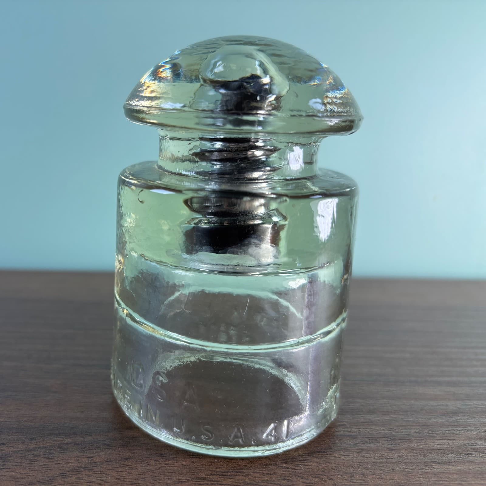 Pyrex X 41 CSA Vintage Clear Glass Insulator US Patent office Clear Telegraph - Thumbnail 10