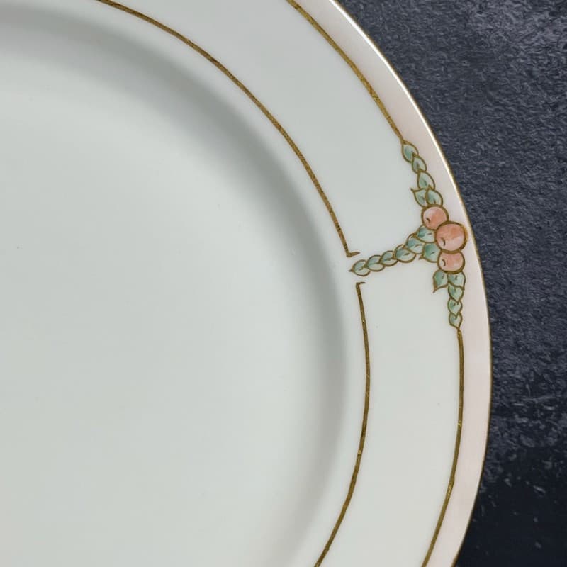 Haviland France Hand Painted Limoges Plate Signed C.L. Smith Pink Berries Gold T - Thumbnail 3