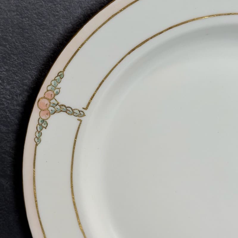 Haviland France Hand Painted Limoges Plate Signed C.L. Smith Pink Berries Gold T - Thumbnail 5