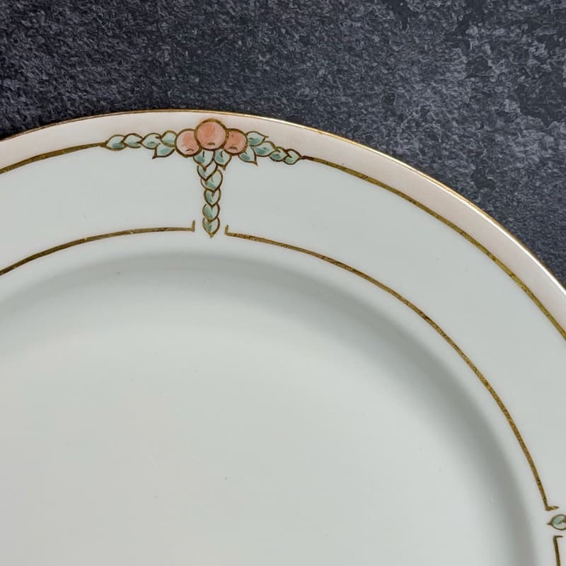 Haviland France Hand Painted Limoges Plate Signed C.L. Smith Pink Berries Gold T - Thumbnail 4