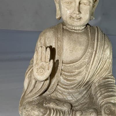Vintage Buddha Meditating Marble Resin Statue Figurine 6” - Thumbnail 5