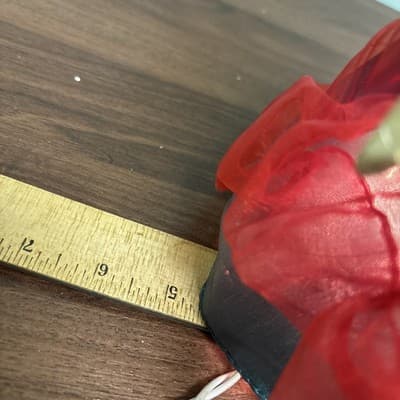 Vintage Angel Christmas Tree Topper Lighted Green & Red Dress Gold Wings Lighted - Thumbnail 11