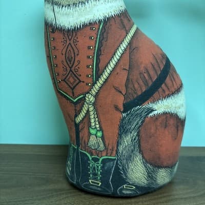VTG Standing Christmas Cat Santa Paws Door Stop Doll Fiddlers Elbow Toy Work 15" - Thumbnail 3