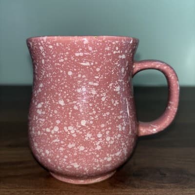 Vintage Pink Speckled Coffee Mug – Hourglass Pottery Art Deco Style Boho Cup - Thumbnail 4
