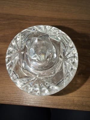Vintage Anchor Hocking Clear Prescut Glass Star of David Sugar Bowl w/ Lid - Thumbnail 2