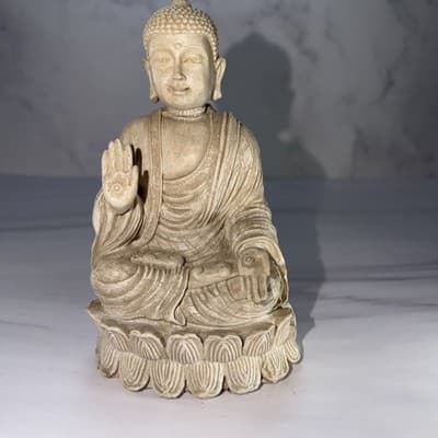Vintage Buddha Meditating Marble Resin Statue Figurine 6” - Thumbnail 2