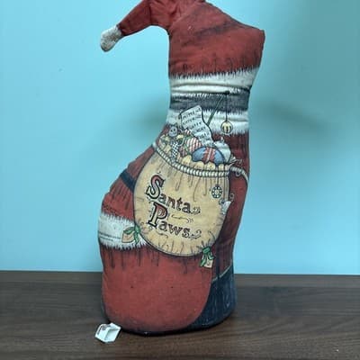 VTG Standing Christmas Cat Santa Paws Door Stop Doll Fiddlers Elbow Toy Work 15" - Thumbnail 7
