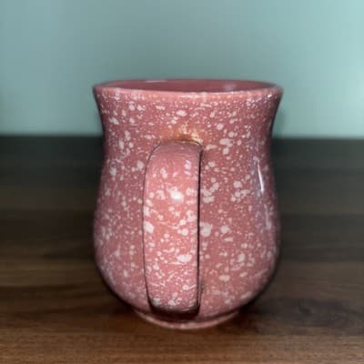 Vintage Pink Speckled Coffee Mug – Hourglass Pottery Art Deco Style Boho Cup - Thumbnail 3