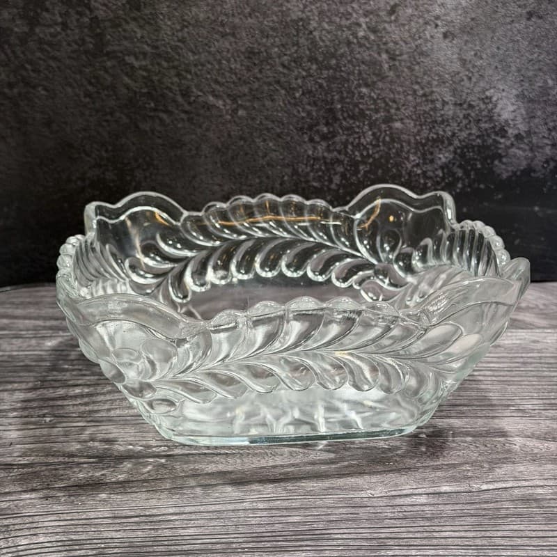 Antique Adams and Company Plume Pattern EAPG Square Master Berry Bowl UV Reactiv - Thumbnail 18