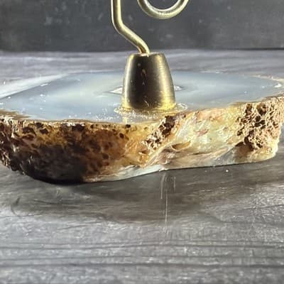 Vintage Gray Geode Brass Large Paper Clip Recipe Or Note Holder Desk Stone - Thumbnail 12