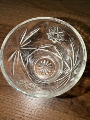 Vintage Anchor Hocking Clear Prescut Glass Star of David Sugar Bowl w/ Lid - Thumbnail 7