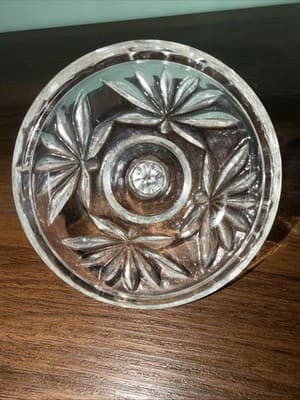 Vintage Anchor Hocking Clear Prescut Glass Star of David Sugar Bowl w/ Lid - Thumbnail 6