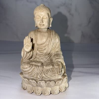Vintage Buddha Meditating Marble Resin Statue Figurine 6” - Thumbnail 3